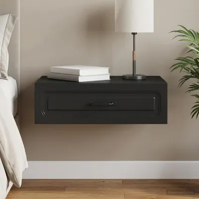 Image de vidaXL Table d'appoint murale noire 59 x 34,5 x 17 cm