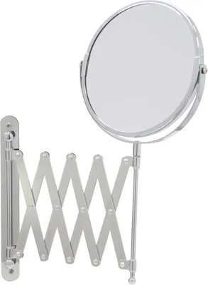 Produktbild von Vergrößerungsspiegel, verchromt, rund, 17 cm Durchmesser, 3-fache Vergrößerung, ausziehbar bis 57 cm, silber