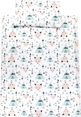 Produktbild von TupTam Kinder Bettwäsche Set Babybettwäsche Bettbezug 100 x 135 120 x 90 Kissenbezug 40 x 60 Jungen Mädchen 2-tlg, Farbe: Grau / Fuchs Mint, Größe: 135x100 cm