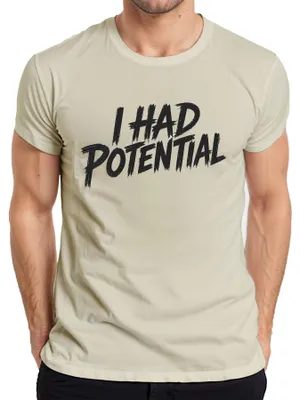 Productafbeelding van Ik had potentieel. Grappige uitspraak. Humor. Sarkasme. Statement. Ironie. Heren T-shirt. Natuur. L