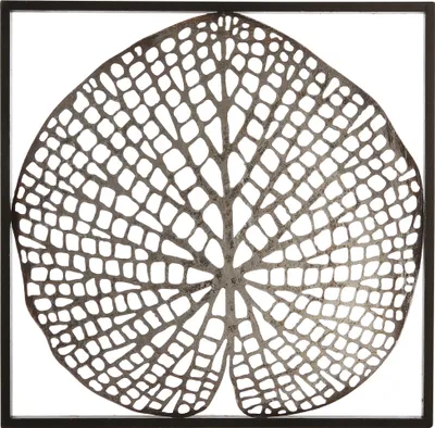 Produktbild von Casablanca Wandrelief, quadratisch, "Leaf", Blattmotiv, Metall, silberfarben, , L. 1,5 cm, B. 42 cm, H. 42 cm 74558