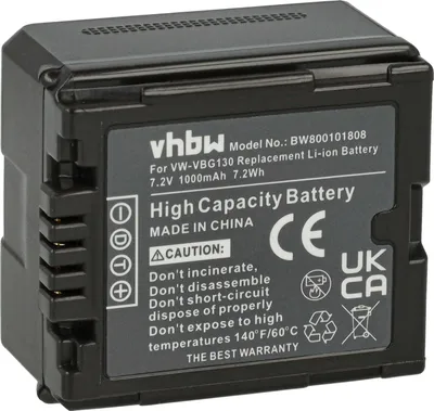 Produktbild von vhbw Akku kompatibel mit Panasonic NV-GS60, NV-GS500, HDC-TM700, NV-GS320, NV-GS330 Videokamera Camcorder (1000 mAh, 7,2 V, Li-Ion) + Infochip
