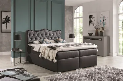 Produktbild von Boxspringbett Schlafzimmerbett SAHAN 180x200cm Kunstleder Anthrazit
