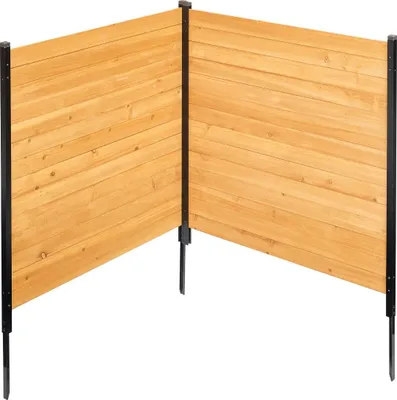 Produktbild von Sichtschutzzaun Holz - Lamellenzaun 2-teilig - Maße 110 x 98,2 cm - Mit Metallpfosten - Für Klimaanlage/Wärmepumpe - Für Pooltechnik & Mülltonnen - Wetterfest für Außen