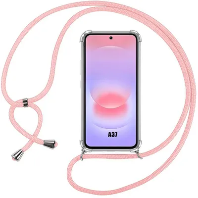 Image de Coque pour Samsung Galaxy A37 5G, Protection Anti-Rayure Transparente TPU avec Cordon Rose