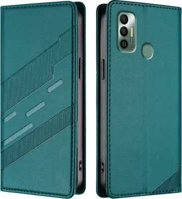 Produktbild von Hülle für Tecno Spark 7/Spark 7T, Kunstleder Brieftaschen Handyhülle mit Kartenfach und Standfunktion Grün