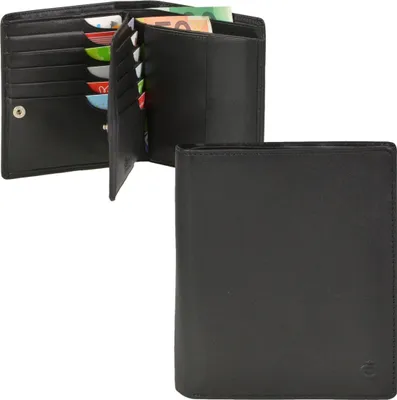 Produktbild von Geldbörse Herren 16 Kartenfächer Leder schwarz Portemonnaie Geldbeutel NEU 0476