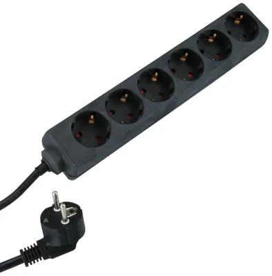 Produktbild von UNITEC Tischsteckdose, 6-Fach, 3 m, H05VV-F 3G1.5 mm², schwarz