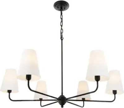 Produktbild von Kronleuchter Classy Plus - Schwarz Modernes Design Weißer Lampenschirm Elegante Pendelleuchte Hängeleuchte Stilvolles Hochwertige