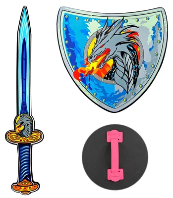 Image de Épée de dragon viking avec bouclier, en mousse, convient aux enfants