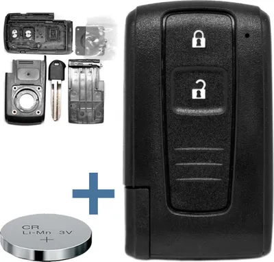 Produktbild von Auto Schlüssel Funk Fernbedienung 1x Gehäuse TOY43 + 1x Notschlüssel Rohling + 1x CR2032 Batterie kompatibel mit Toyota