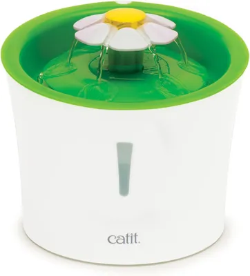 Productafbeelding van Drinkfontein voor katten - 3 l - bloemvorm - met filter - wit en groen