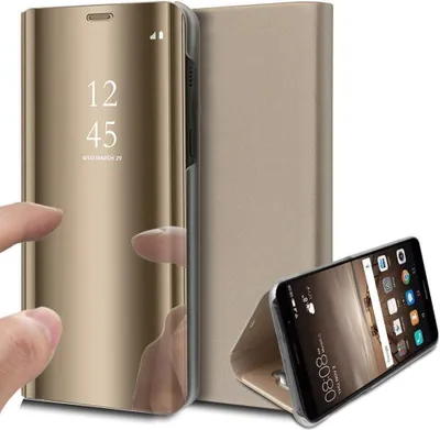Produktbild von Geeignet für Samsung Galaxy Note 10 Pro/Note 10 Plus Spiegel Handyhülle Leder Hülle Flip Case ,Gold