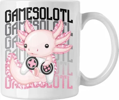 Produktbild von Trendation - Axolotl Tasse Geschenk Schwanzlurch Gamer Gamesolotl Geschenkidee für Schwanz-Lurch Liebhaber (Weiß)