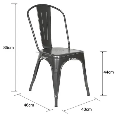 Produktbild von Metallstühle - Stapelbare Esszimmerstühle 4er Set - Mit Rückenlehne - Für Küche Garten Bar Café Restaurant - Dunkelgrau