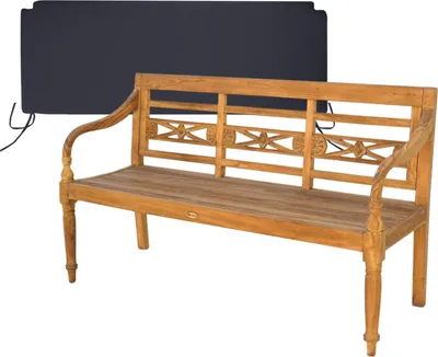Produktbild von Gartenbank Aoste Teak Massivholz 150 cm Schwarz
