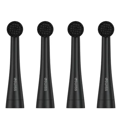Produktbild von 4Swiss ST216 Electrosonic Care+ Aufsteckbürsten Schwarz 4er-Pack - Ersatzbürsten Rotationszahnbürste Rundkopf Zahnbürstenköpfe Jahresvorrat Zahnpflege