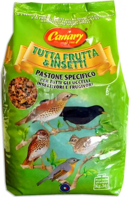 Produktbild von Canary All Fruit & Insects 1 Packung à 3kg, Futter für insekten- und frugivore Vögel, Weichfutter, Futter für Cesena, Sassello, Amsel, Drossel, Singvogel, Lerche, 3