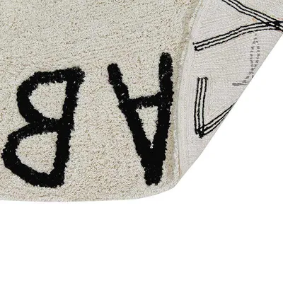 Produktbild von Baumwollteppich mit Buchstabenmuster - beige - 150 Ø