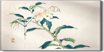 Produktbild von Wandbild Leinwand Bilder Wanduhr Geräuschlos 60x30 Malerei Asiatische Blumen - weiße Hände