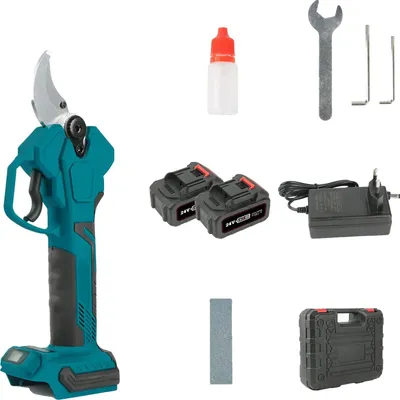 Obrázok produktu pre Elektrické nožnice, bezkartáčový motor, 4 prevody, SK5 vysoká uhlíková oceľ, 2x batéria