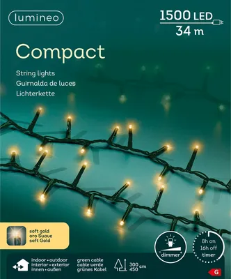 Produktbild von Lumineo LED Lichterkette Compact grün 34 Meter 1500 Lichter - softgold