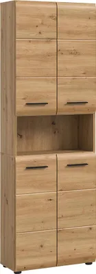 Produktbild von Badezimmer Hochschrank mit 60 cm Breite in Eiche, 4 Türen & 1 offenes Fach - IGGESUND-158