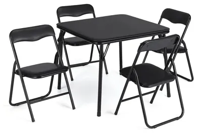 Produktbild von Kinder Klapptisch und Stühle Set - 5-teiliges Kindermöbel Set - Aktivitätstisch für Kindergarten Spielzimmer Klassenzimmer - Metallgestell - Schwarz