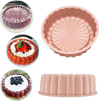 Produktbild von Silikon-Backform 8 Zoll rosa für Kuchen, Muffins, Brot