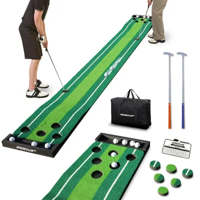 Faltbare Putting Green 3,5 m mit 2 Puttern und Ballauffang
