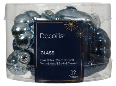 Productafbeelding van Figuur glas l2b4h4 cm blauw 12st kerst Decoris