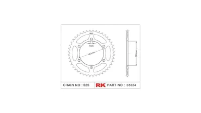 Image de RK Kettenrad 525 38Z Stahl Silber