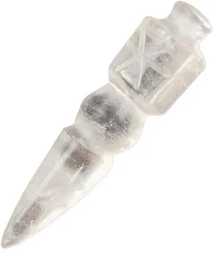 Productafbeelding van Mini kwarts kristal, energetisch opgeladen Phurba, 2 inch, drievoudig ontwerp, Tibetaans/Nepalees, Vajra, ritueel mes, goddelijk attribuut, Tibetaans boeddhisme, Kila Phurpa, magisch kristal