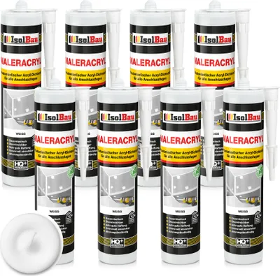 Image de Isolbau Acrylique peintre 8 x 300 ml Blanc Mastic joints fissures intérieur extérieur