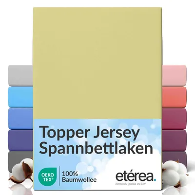 Produktbild von etérea Topper Jersey Spannbettlaken 90x200 - 100x200 cm – 100 % Baumwolle, formstabil & pflegeleicht - Minze