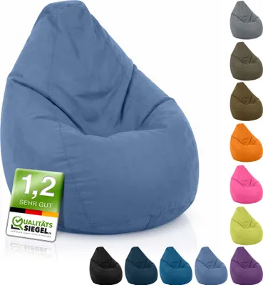 Produktbild von Green Bean® Sitzsack mit Rückenlehne "Drop" 60x60x90cm - Indoor Sitzkissen 220L EPS Perlen Füllung - Hellblau