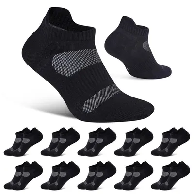Immagine prodotto di Calzini sportivi, 10 paia, in cotone, corti e traspiranti, per donna e uomo, taglia 35-38, colore nero