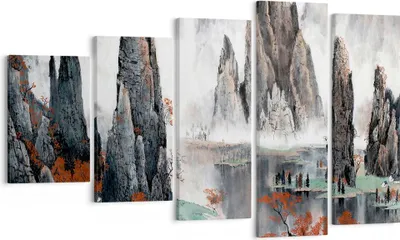 Produktbild von Bild auf Leinwand - Leinwandbild - Berge Märchen Nebel - 100x60cm - Wand Bild - Wanddeko - Leinwanddruck - Bilder - Kunstdruck - Wanddekoration - Leinwand bilder - Wandkunst - EG100x60-3887
