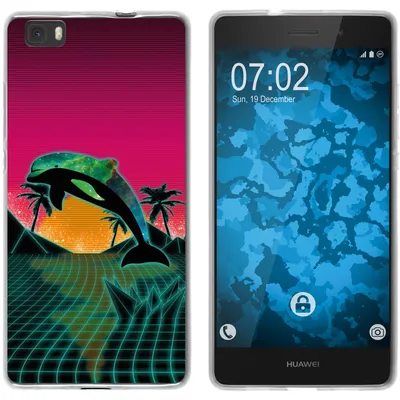 Produktbild von PhoneNatic Case kompatibel mit Huawei P8 Lite 2015 (1.Gen.) Silikon-Hülle Retro Wave Delphin M1