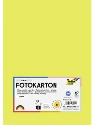 Dekoračný kartón, 2 stranný, A4, 300 g, 50 listov, FOLIA, limetkovo zelený