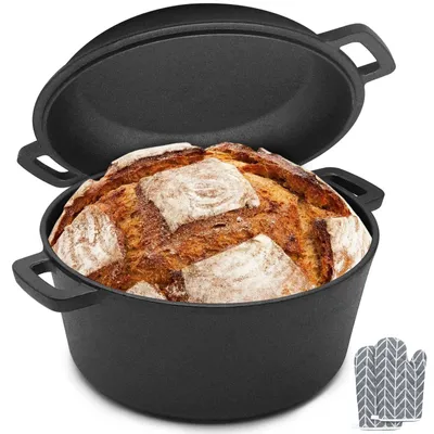 Productafbeelding van Elzusha - Gietijzeren Cocotte 2-in-1 met Deksel voor Oven en Brood