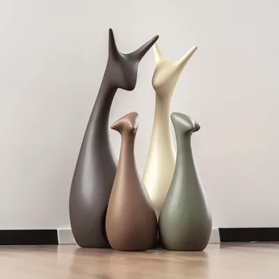 Obrázek produktu pro Solidchoice – Sada čtyř porcelánových figurek rodiny jelena, vhodné jako dekorace