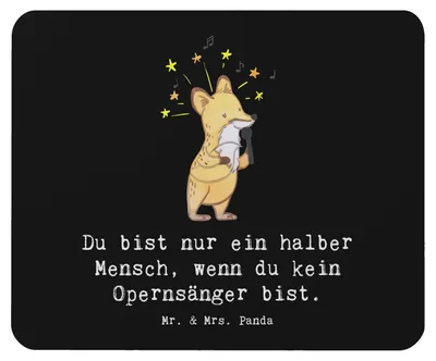 Produktbild von Mr. & Mrs. Panda Mousepad Opernsänger Herz - Schwarz - Geschenk, laptop mauspad, mausteppich, Mouse Pad, computer