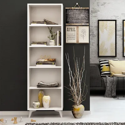 Produktbild von Skye Decor, Potena, Bücherregale, Weiß, Melamin-Spanplatte, 50 x 162 x 25 cm