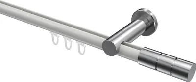 Produktbild von Interdeco Innenlaufstange / Gardinenstange mit Innenlauf Weiß / Chrom, Typ Platon Elanto (Rillenzylinder), 20 mm Ø 1-läufig, 200 cm