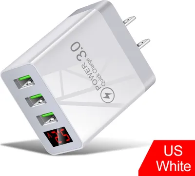 Image de 3a Usb Chargeur mural Affichage numérique Charge rapide 3.0 Alimentation compatible pour Iphone 13 12 Pro Max blanc Prise US