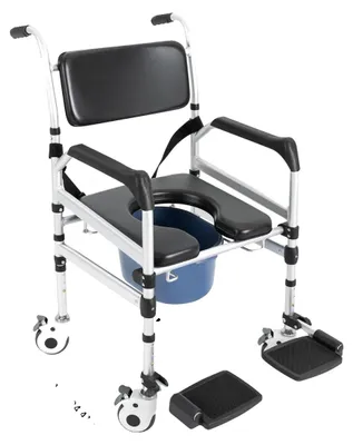 Image de Siège de douche pliable, chaise de toilettes portable, réglable en hauteur, noir