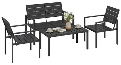 Produktbild von Outsunny Gartenmöbel Set Sitzgruppe für 4 Personen Gartenlounge mit 2er Sofa