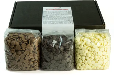 Produktbild von Premium Belgische Kuvertüre für Schokoladenbrunnen | 3 x 600g, Vollmilch, Zartbitter, Weiß | Schokolade für Schokobrunnen | Schokofondue Schokolade | Ganache, Backschokolade | CHOCO SECRETS