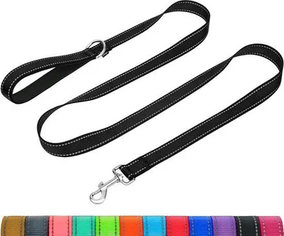 Immagine prodotto di Guinzaglio per cani di piccole taglie, larghezza 2 cm, lunghezza 180 cm, morbido, nero, riflettente